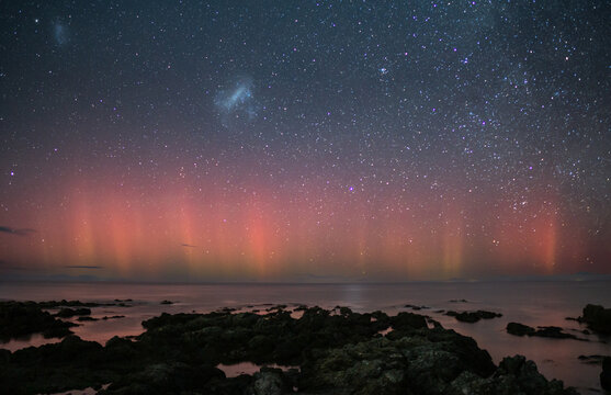 Aurora Australis Southern Lights and Magellanic Clouds Wellington New Zealand