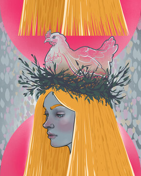 golden-haired girl hen in the nest scarlet dawn 