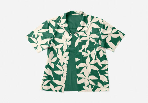 Mockup of short sleeve shirt with customizable background and fabric design