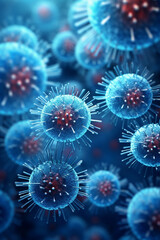 coronavirus cell or covid-19 cell disease on green background