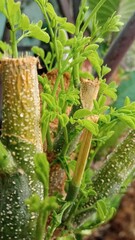 Moringa leaf shoots after the tree is cut are green