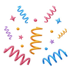 Confetti Spiral Paper Streamers 3D Icon
