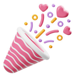 Pink Confetti Party 3D Icon