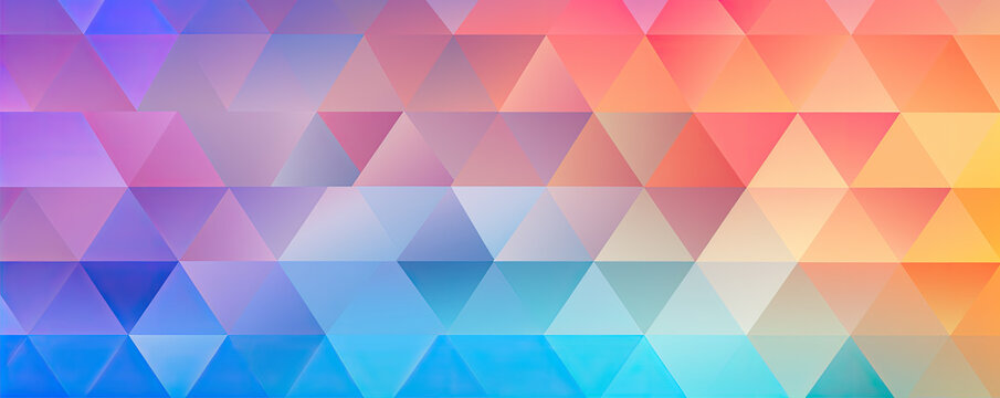 Triangle color shape background.  Pastel triangle Grid Mosaic rainbow.   Pastel triangle rainbow coloring. wide banner