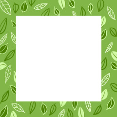 Green leafs square frame illustration