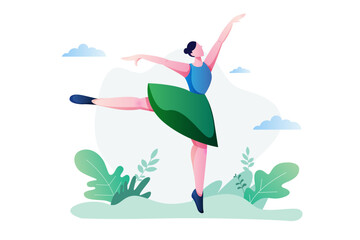 Young Beautiful Ballet Dancer Vector Illustration © iDoodle