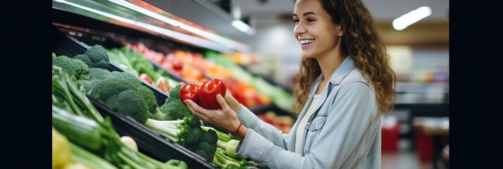Young woman buying groceries in a supermarket