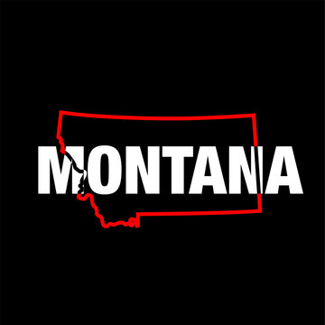 Montana Usa map typography lettering. MONTANA lettering.