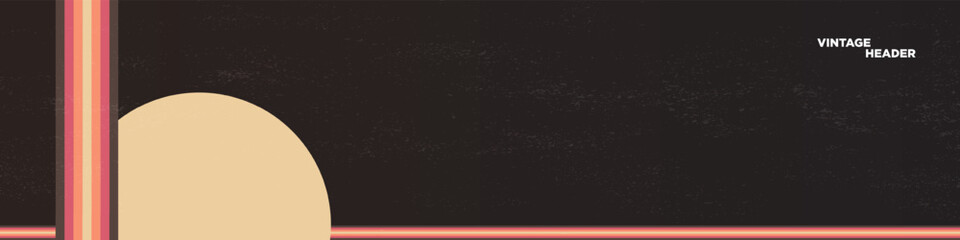 Retro 1970s Minimalist Background. Horizontal Vintage Textured header with stripes and geometrical elements. Vector Illustration. EPS 10.
