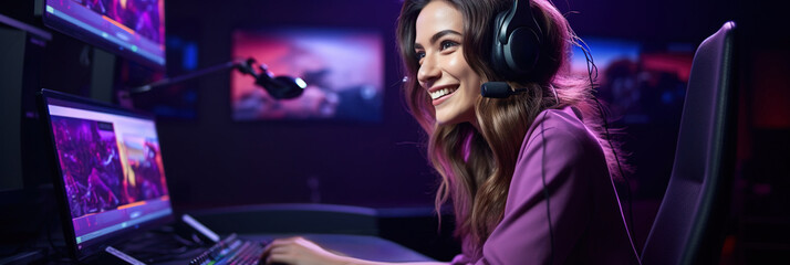Esports and online gaming: Woman live streaming her video game session