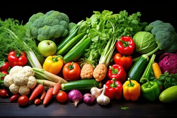 Food Background with Assortment of Fresh Organic Vegetables

Generative AI
