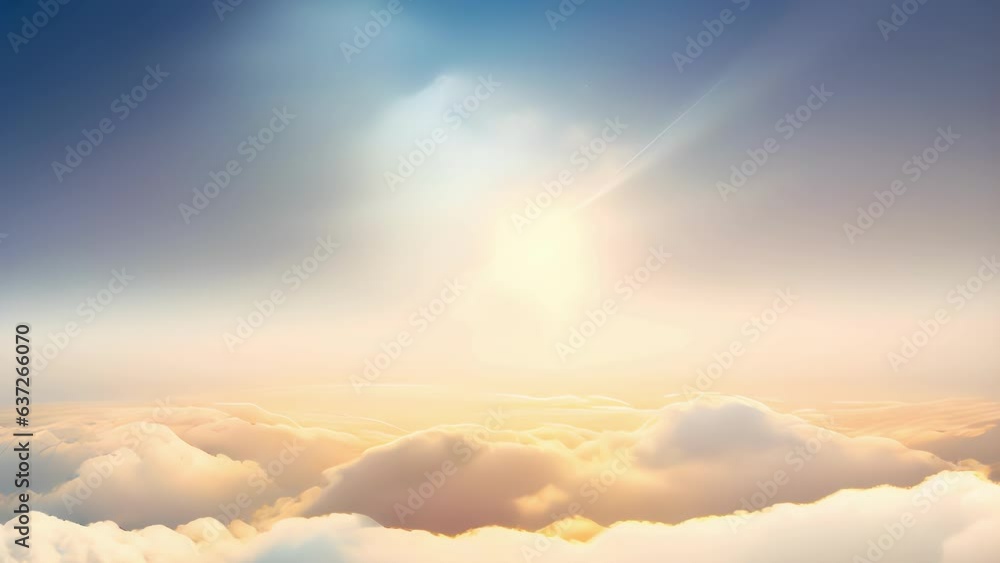 Poster above the clouds a shining spark of intense sunlight blazes down casting an ethereal glow of shimmer