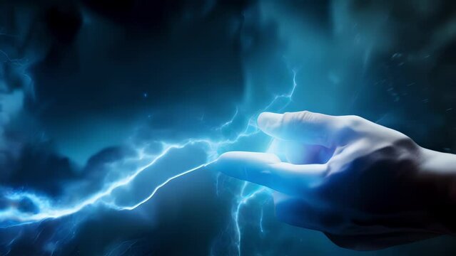 A bolt of lightning shatters the air and a figure rises into the air from the point of impact wisps of eerie blue mist clinging to their body as they spin and transform winding the