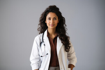 Portrait of indian young female doctor looking at camera