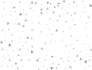 Light silver Triangular glitter confetti background. White festive texture.