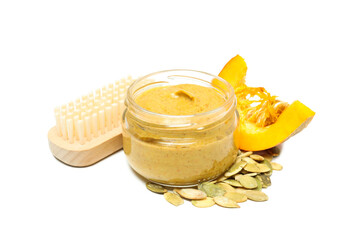 PNG, Concept of different cosmetic products, Pumpkin cosmetics, isolated on white background