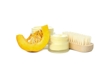 PNG, Concept of different cosmetic products, Pumpkin cosmetics, isolated on white background