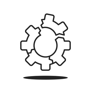 thin line broken gear like inefficient or malfunction icon