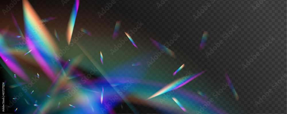 Leinwandbilder holographic falling confetti glitters isolated on transparent background. transparent light refracti