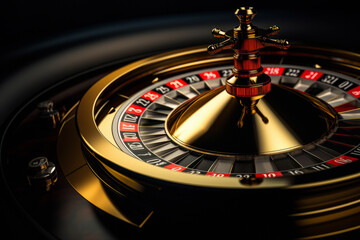 Beautiful roulette on a dark background with a place for a logo or inscription. generative ai
