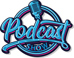 Podcast show typography lettering  vector