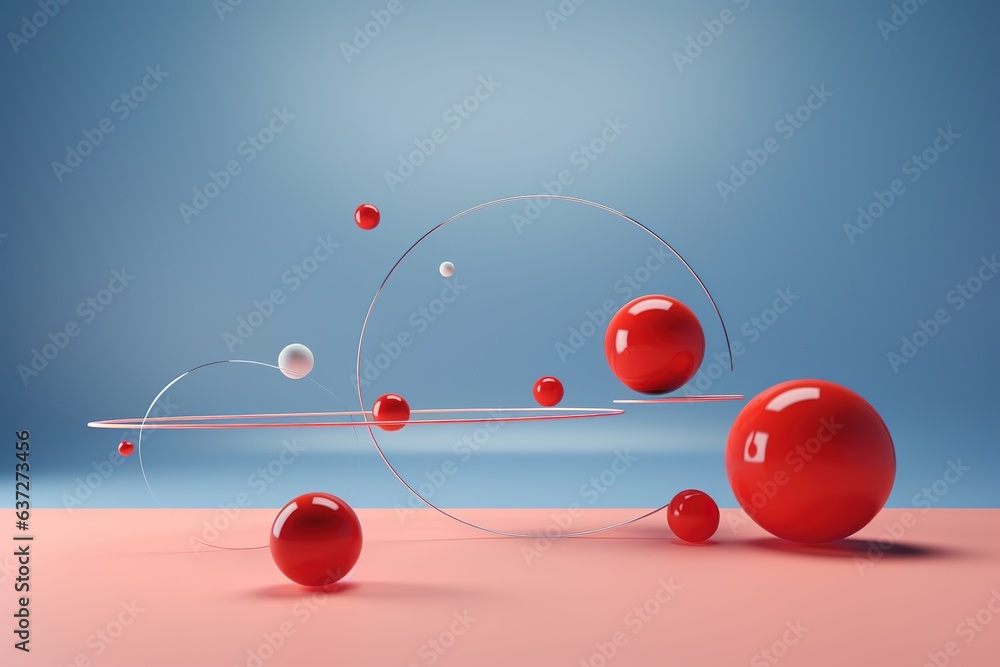 Poster floating spheres 3d rendering empty space for product show. generative ai