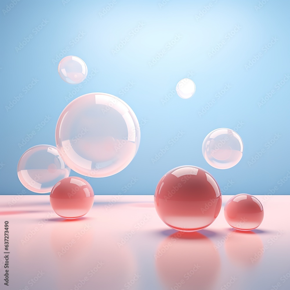 Poster floating spheres 3d rendering empty space for product show. generative ai