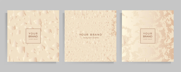Cover design grunge texture. Abstract champagne color background set of templates for folder, invitation,menu, flyer, catalog, brochure. Vector illustration in square format. © YULIIA
