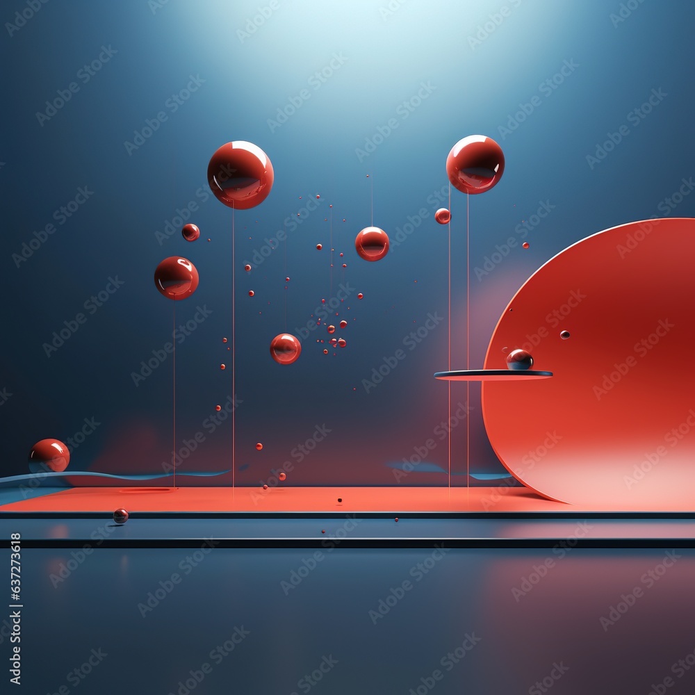 Poster floating spheres 3d rendering empty space for product show. generative ai