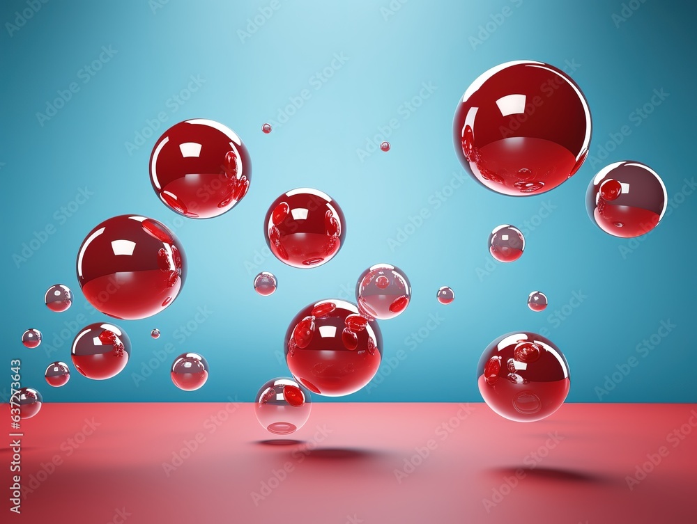 Poster floating spheres 3d rendering empty space for product show. generative ai