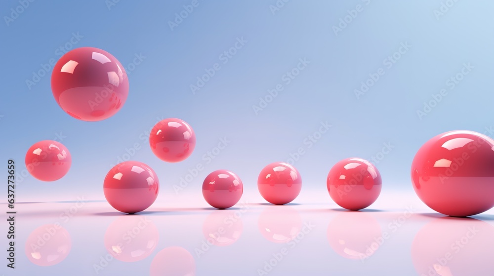 Poster floating spheres 3d rendering empty space for product show. generative ai