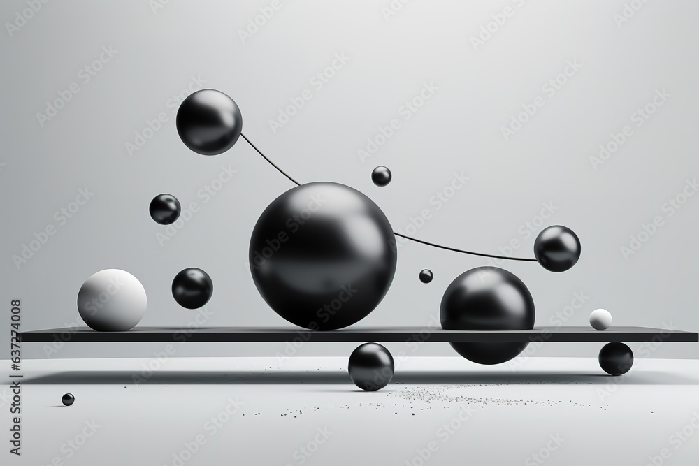 Poster floating spheres 3d rendering empty space for product show. generative ai