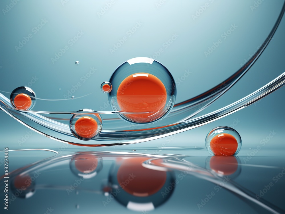 Poster floating spheres 3d rendering empty space for product show. generative ai
