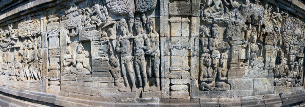 Frieze in Borobudur Temple, Yogyakarta, Java Island, Indonesia
