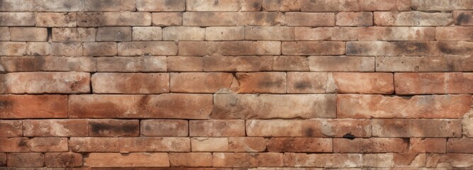 Antique wall background with sun-bleached, eroded bricks