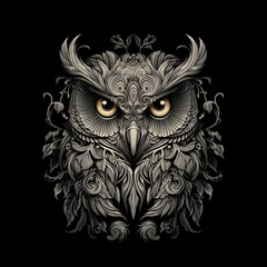 abstraction owl symbol black and white