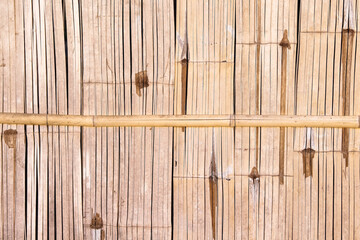Weaving bamboo wood fence wall brown background