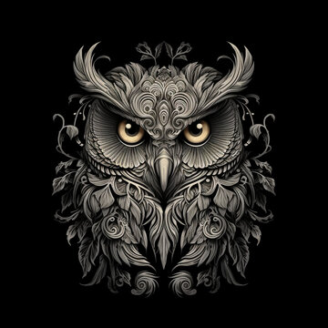 abstraction owl symbol black and white