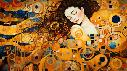 painting of a girl in the style of gustav klimt
