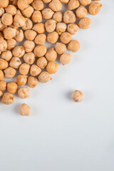 Fototapeta na wymiar Chickpeas source of natural protein, vitamins and minerals. Healthy diet food. white background.