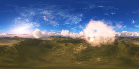 HDRI Map,  environment map, Round panorama, spherical panorama, equidistant projection, panoramic, 3D rendering, land under heaven