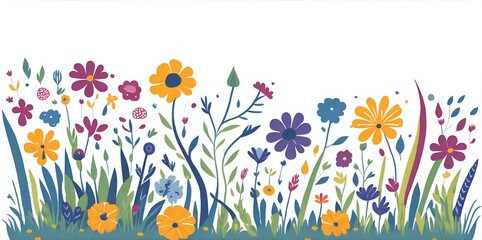 Obraz na płótnie Canvas Spring flowers cartoon. AI generated illustration