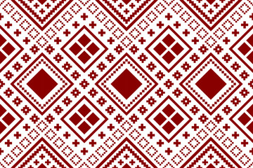 Red traditional ethnic pattern paisley flower Ikat background abstract Aztec African Indonesian Indian seamless pattern for fabric print cloth dress carpet curtains and sarong