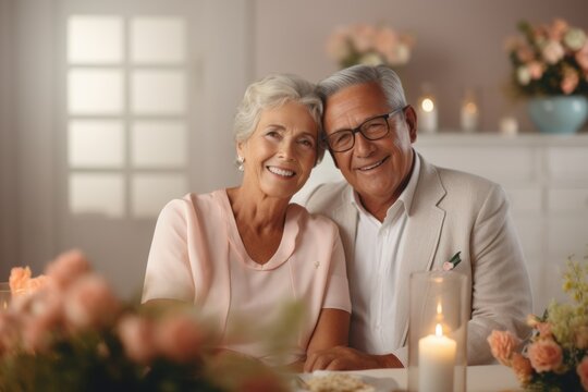 portrait of a happy smiling elderly couple, ai tools generated image