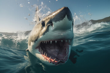 Fototapeta premium Swimming with Great White Sharks