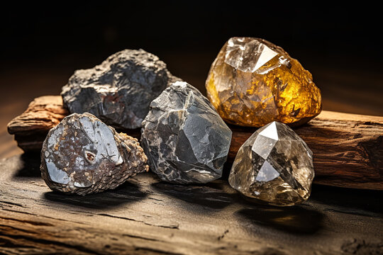 visuals of raw, uncut diamonds  showcase the transformation through craftsmanship