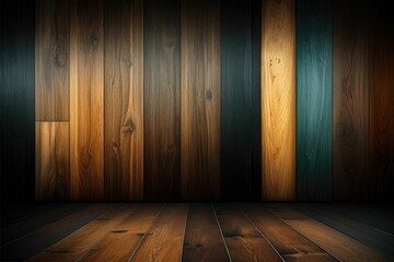 Wooden floor with a variety of wood colors and grains Generative AI 