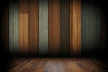 Wooden floor with a variety of wood colors and grains Generative AI 