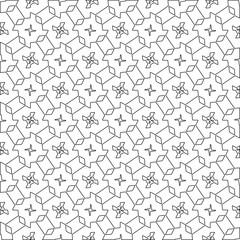 Vector pattern with symmetrical elements . Modern stylish abstract texture. Repeating geometric tiles from striped elements.Black and white pattern.