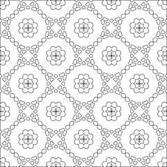 Vector pattern with symmetrical elements . Modern stylish abstract texture. Repeating geometric tiles from striped elements.Black and white pattern.